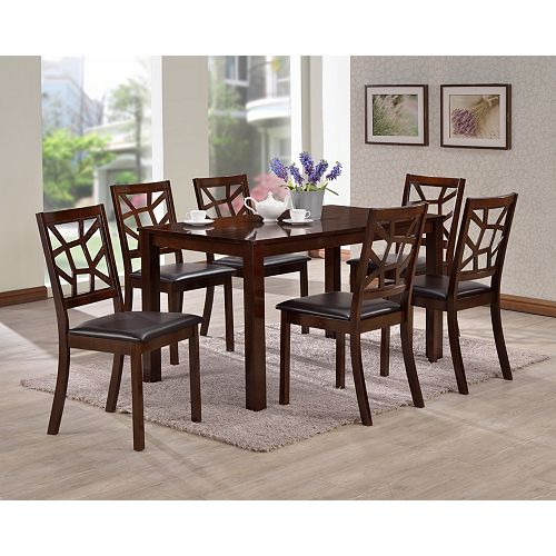 Baxton Studio Mozaika 7-Piece Dining Set in Black