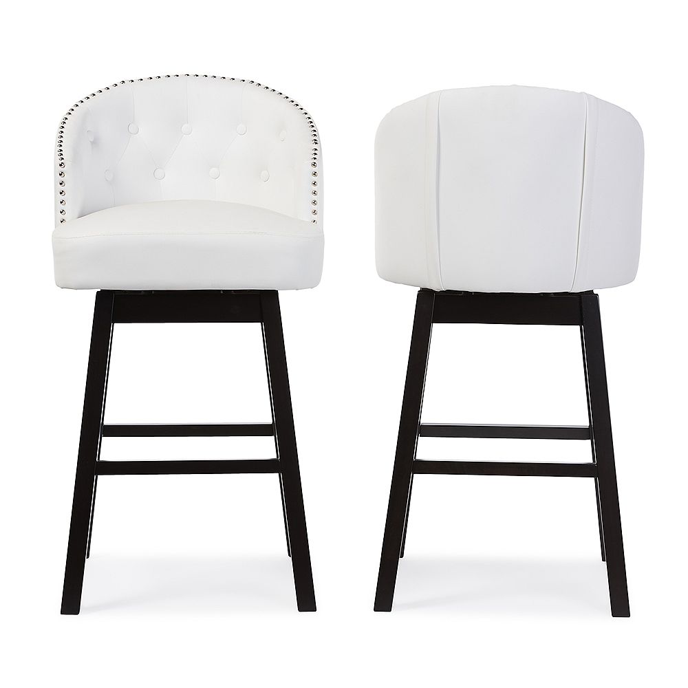 Baxton Studio Avril Faux Leather Bar Stool In White 2 Pack The Home Depot Canada