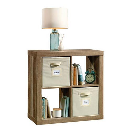 Sauder Stow-Away 4-cube Organizer in Lintel Oak