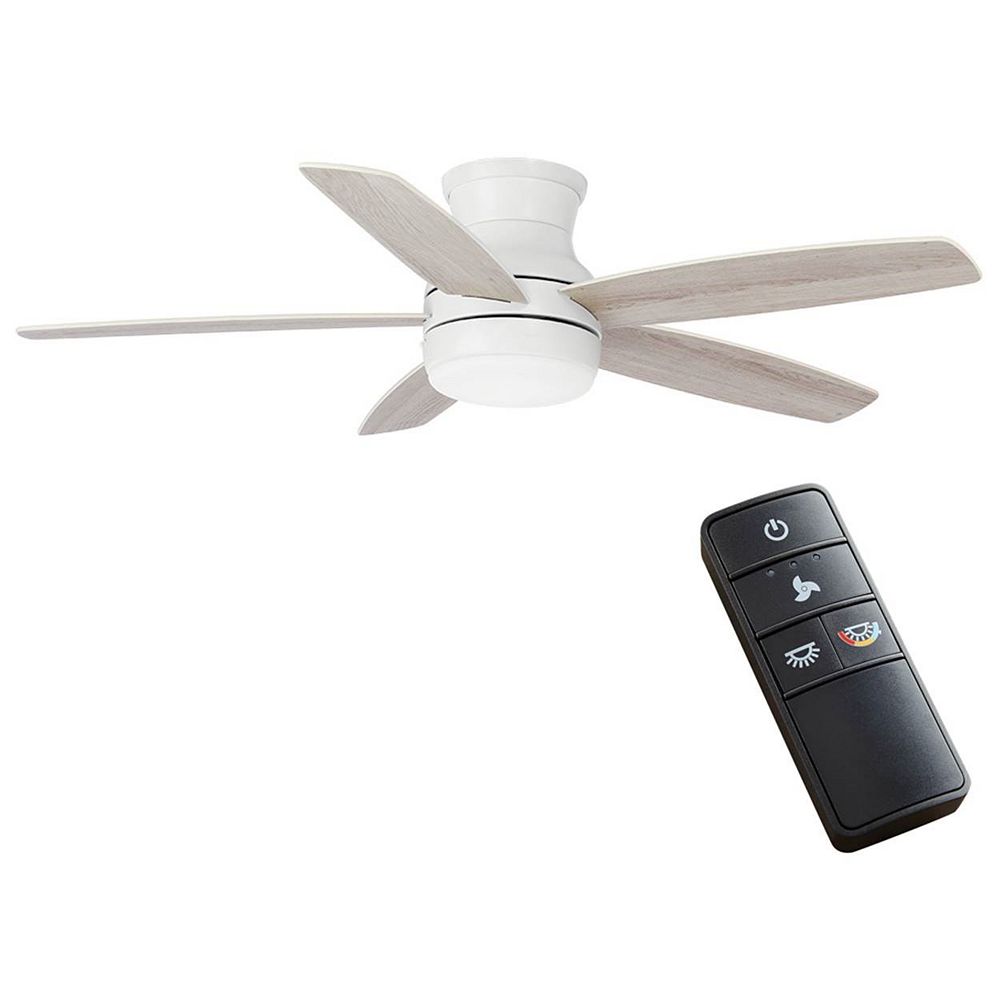 Ashby Park 52-inch Matte White Ceiling Fan with Integrated LED Light and Remote Control  Home Decorators