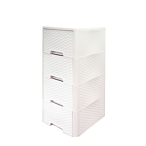 RATTAN STYLE 4 DRAWER UNIT - IVORY