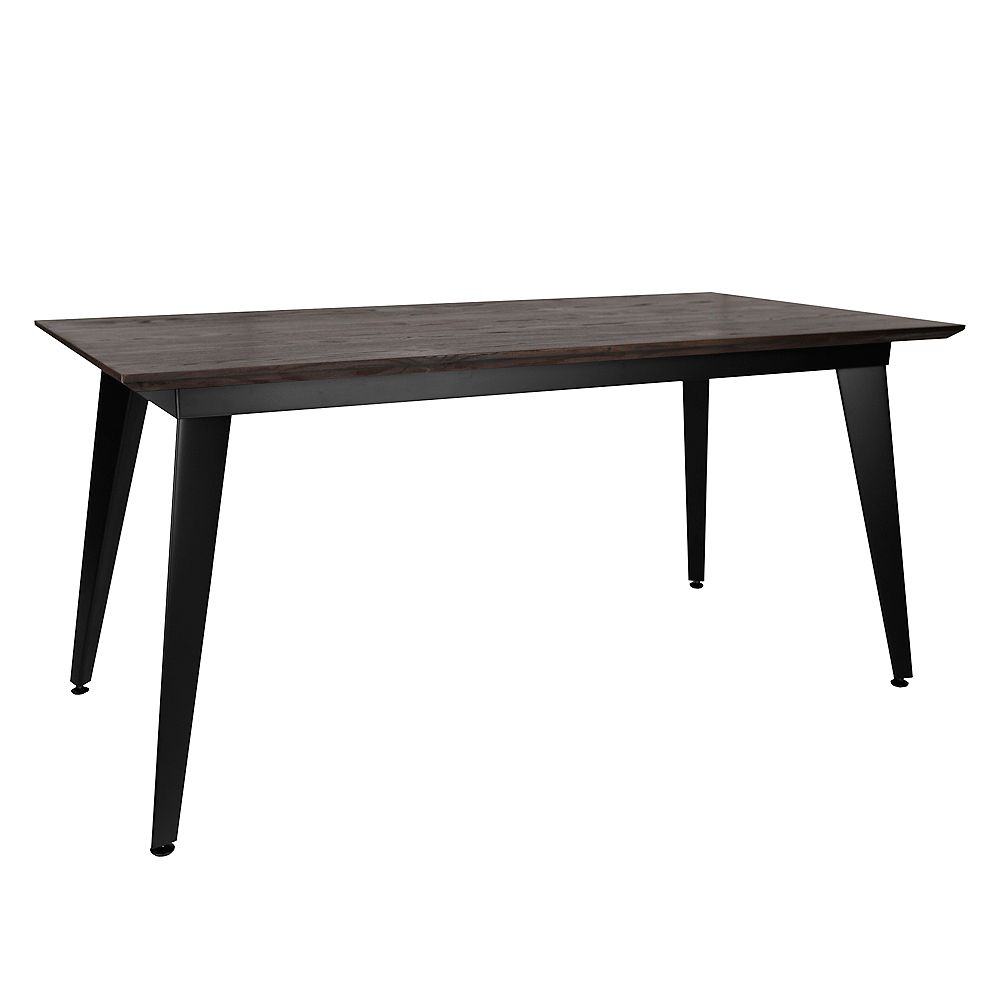 Bronte Living Rectangular Dining Table With Elm Wood Top 63x315 Matte Black Legs The Home Depot Canada