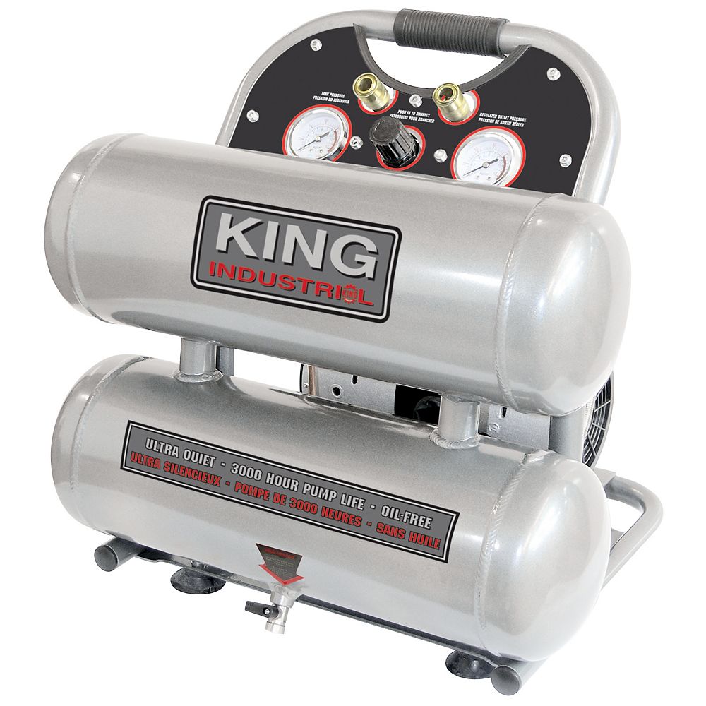 King Industrial Ultra Quiet 4.6 Gallon OilFree Air Compressor The