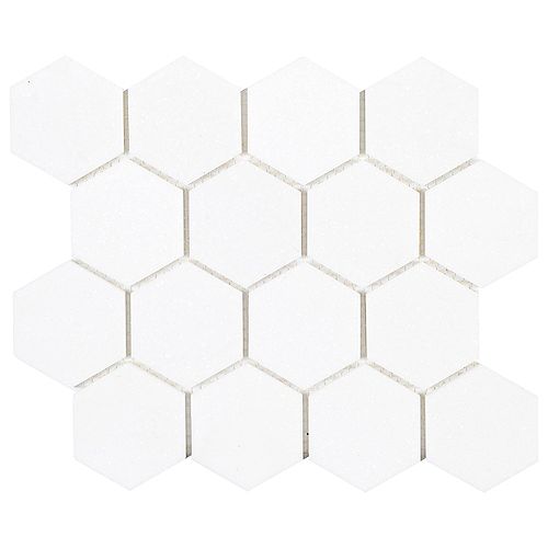 Dream Hex White 10.875 in. x 9.5 in. x 8 mm Honed Natural Stone Mosaic Floor and Wall Tile