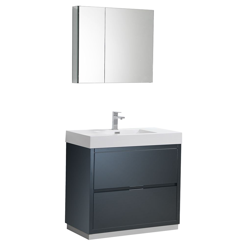Fresca Valencia 36 inch Dark Slate Grey Freestanding Modern Bathroom ...