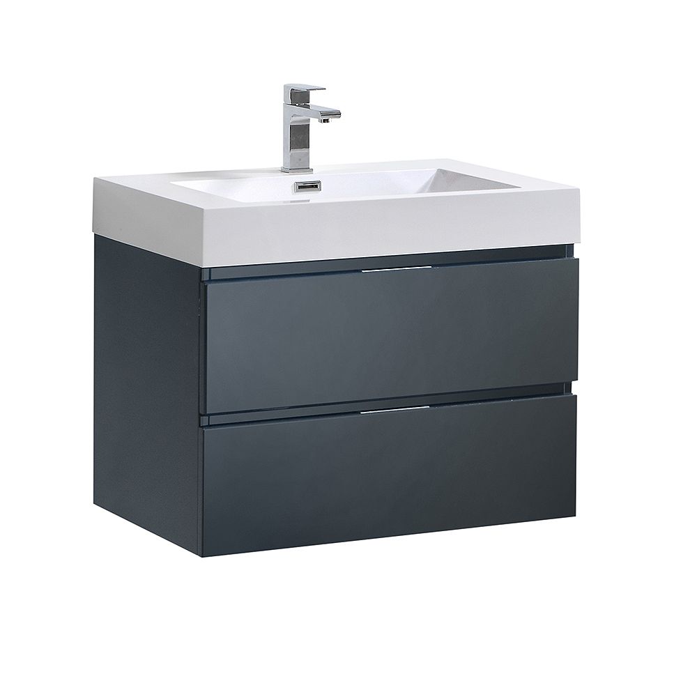 Fresca Valencia 30 Inch Dark Slate Grey Wall Hung Modern Bathroom Vanity With Acrylic Top The Home Depot Canada