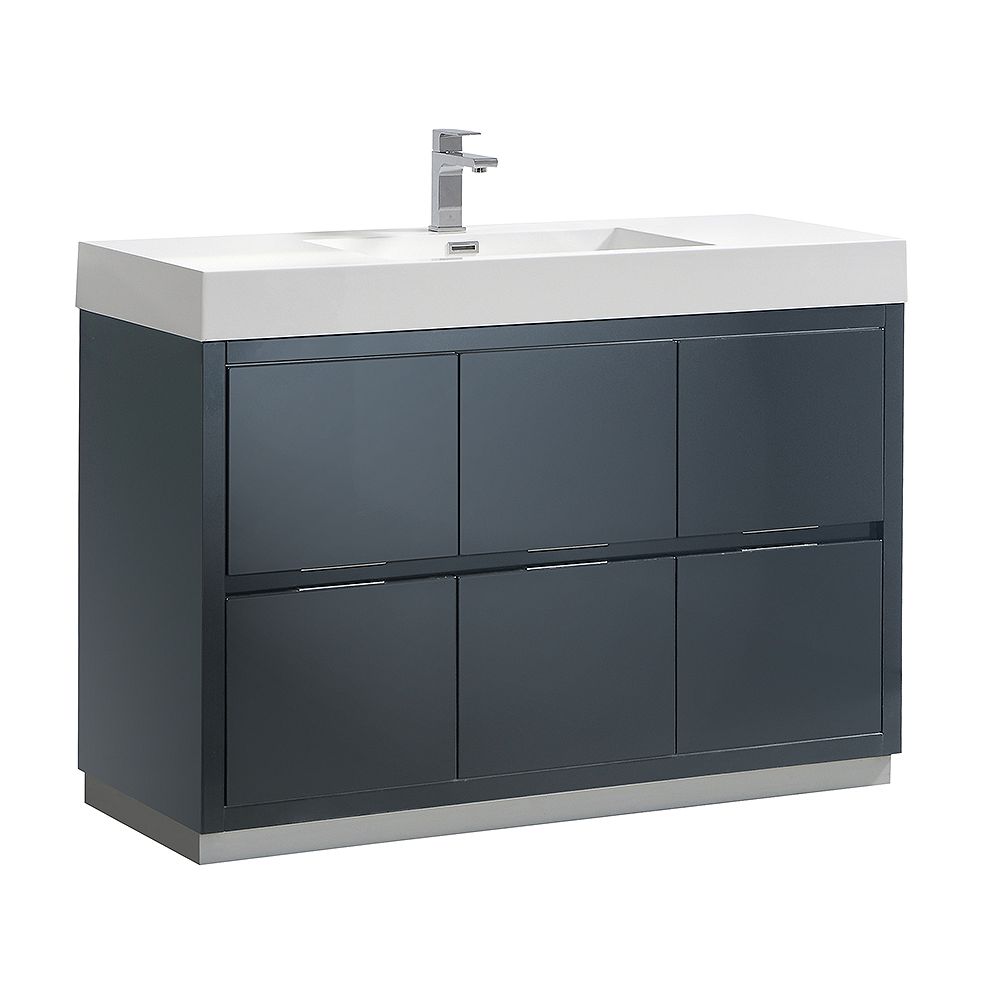 Fresca Valencia 48 In Dark Slate Grey Freestanding Modern Bathroom Vanity With Acrylic To The Home Depot Canada