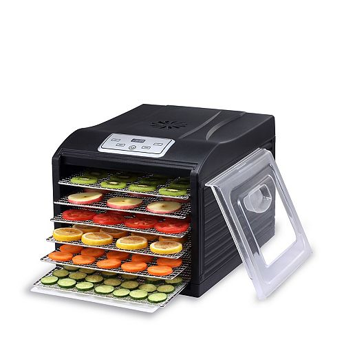 BIOCHEF ARIZON SOL FOOD DEHYDRATOR 6 X BPA FREE STAINLESS-STEEL DRYING TRAYS & BPA FREE BODY (BLACK)