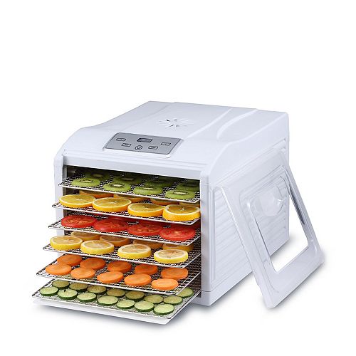 BIOCHEF ARIZON SOL FOOD DEHYDRATOR 6 X BPA FREE STAINLESS-STEEL DRYING TRAYS & BPA FREE BODY (WHITE)