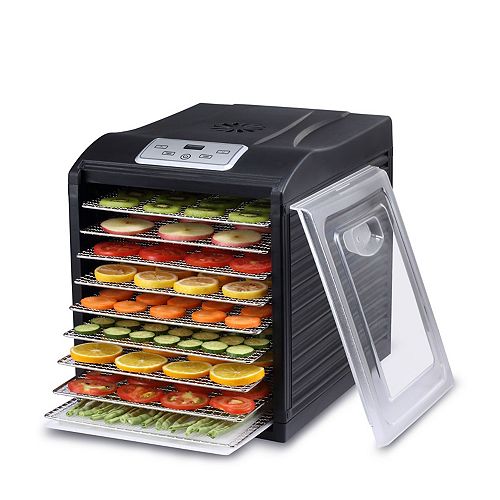 BIOCHEF ARIZON SOL FOOD DEHYDRATOR 9 X BPA FREE STAINLESS-STEEL DRYING TRAYS & BPA FREE BODY (BLACK)