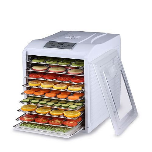 BIOCHEF ARIZON SOL FOOD DEHYDRATOR 9 X BPA FREE STAINLESS-STEEL DRYING TRAYS & BPA FREE BODY (WHITE)