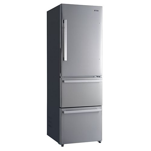 Galanz Galanz 24 3 Door Bottom Freezer Refrigerator, 12.4 cu.ft., Counter Depth, Stainless Steel