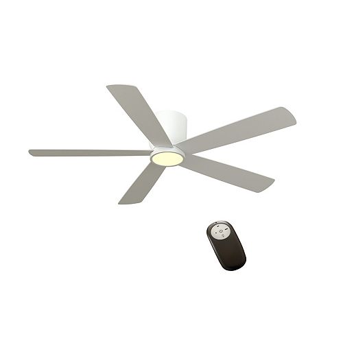 Britton 52-inch Matte White Ceiling Fan with LED Light and Remote Control