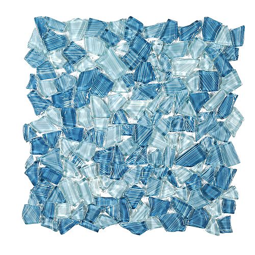 Seaglass Pebble 11.875 in. x 11.875 in. x 8 mm Glossy Glass Mosaic Tile