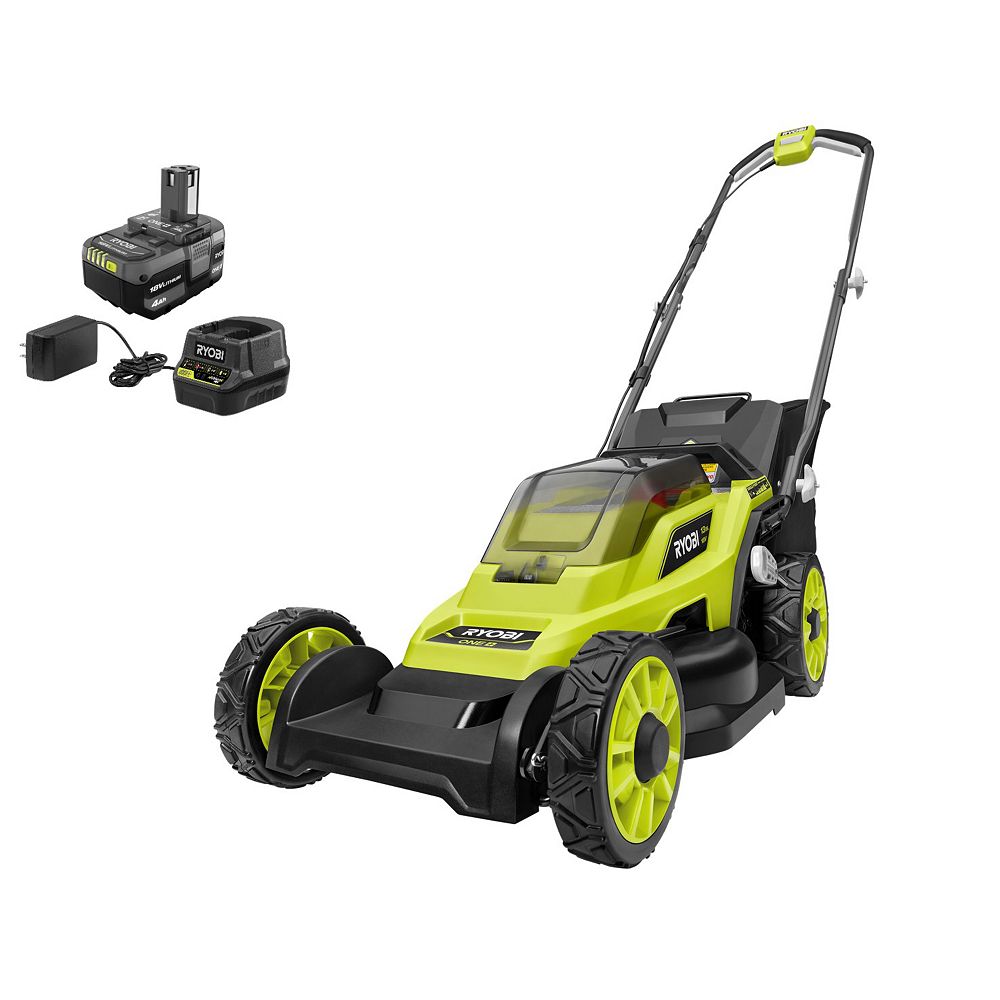 18V ONE+ Lithium-Ion Cordless 13-inch Walk Behind Push Lawn Mower Kit with 4.0 Ah Battery & Charger P1180VNM Ryobi
