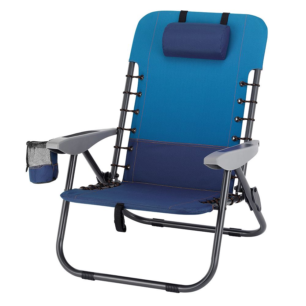 HDG Steel Lace-up Backpack Chair with Removable Backpack in Blue