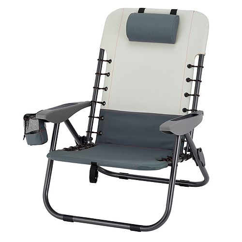 Steel Lace-up Backpack Chair with Removable Backpack in Grey