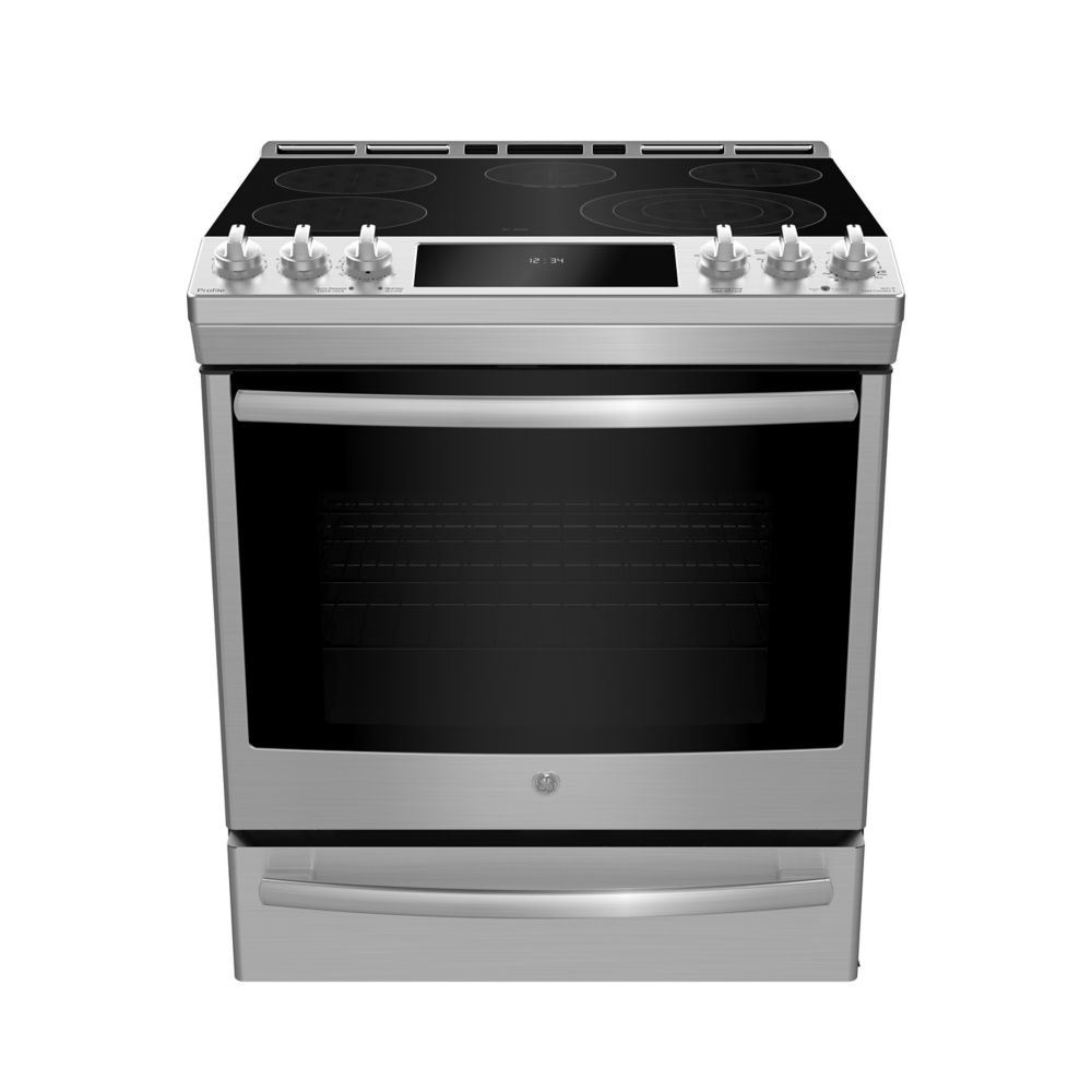 GE Profile 30 Inch Slide In Electric Range In Fingerprint Resistant   P 1001588335 