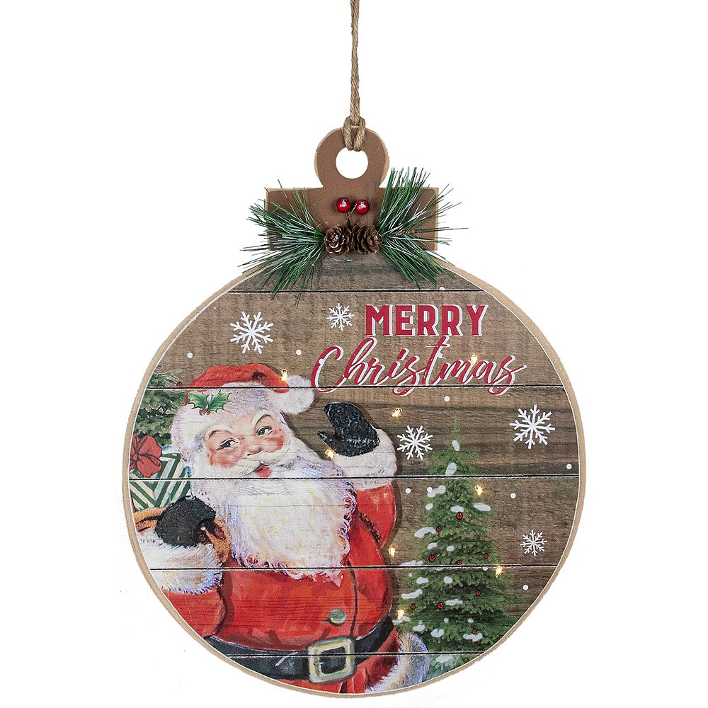 Northlight 15" Lighted Ball Ornament with Santa Claus Christmas Wall Sign The Home Depot Canada