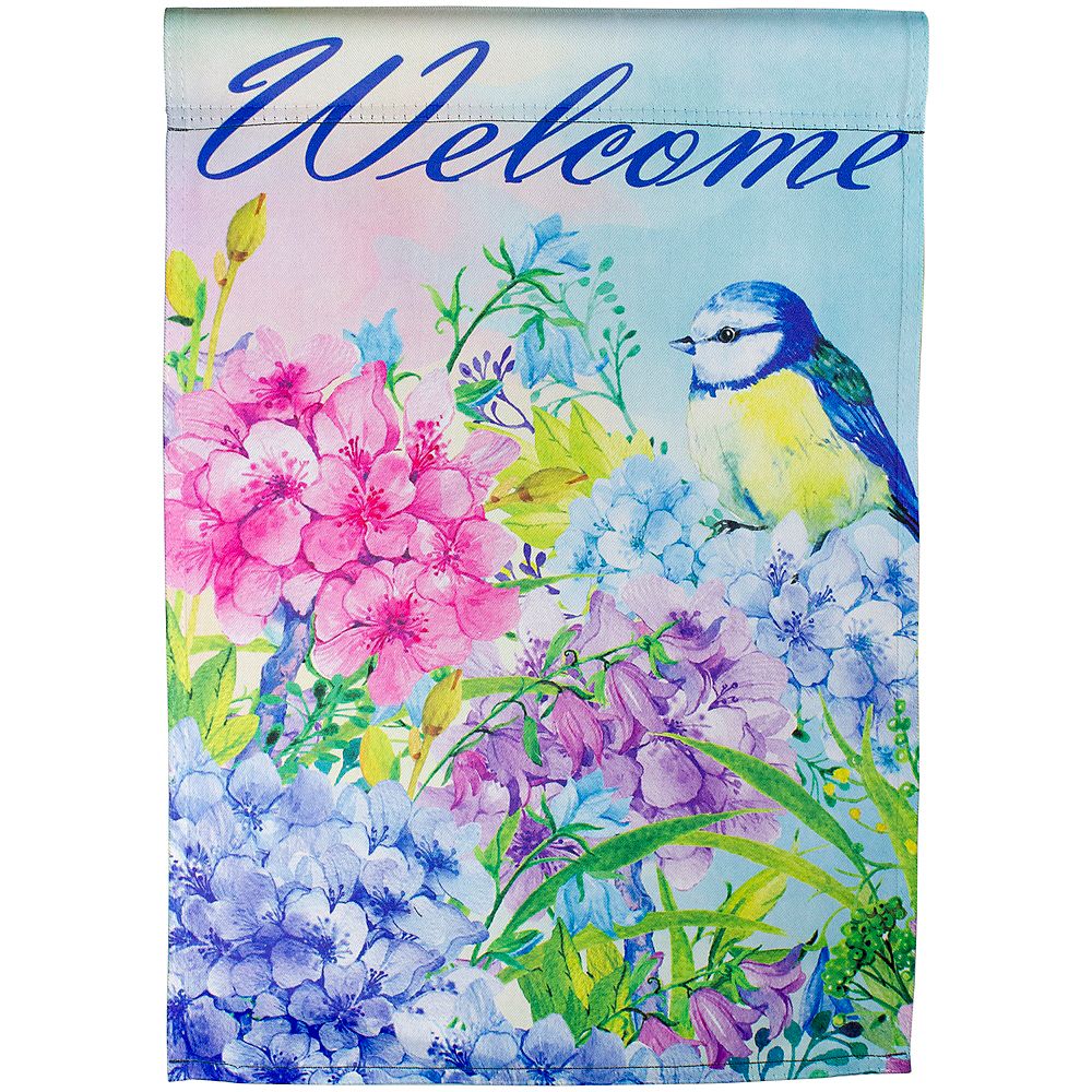 Northlight Blue And Purple Welcome Bird Outdoor Garden Flag 12 5 X 18 The Home Depot Canada