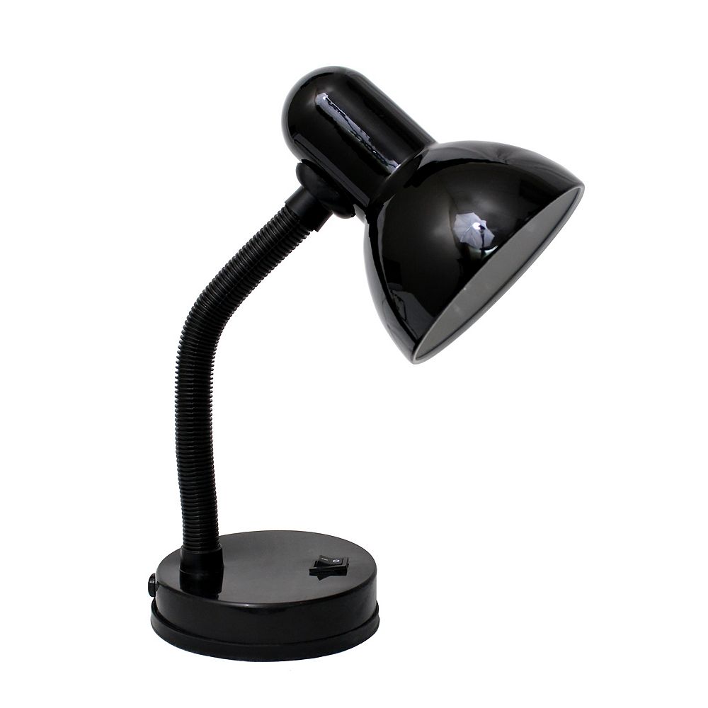 Simple Designs 13.85 pouces noir Lampe de bureau de base en métal avec