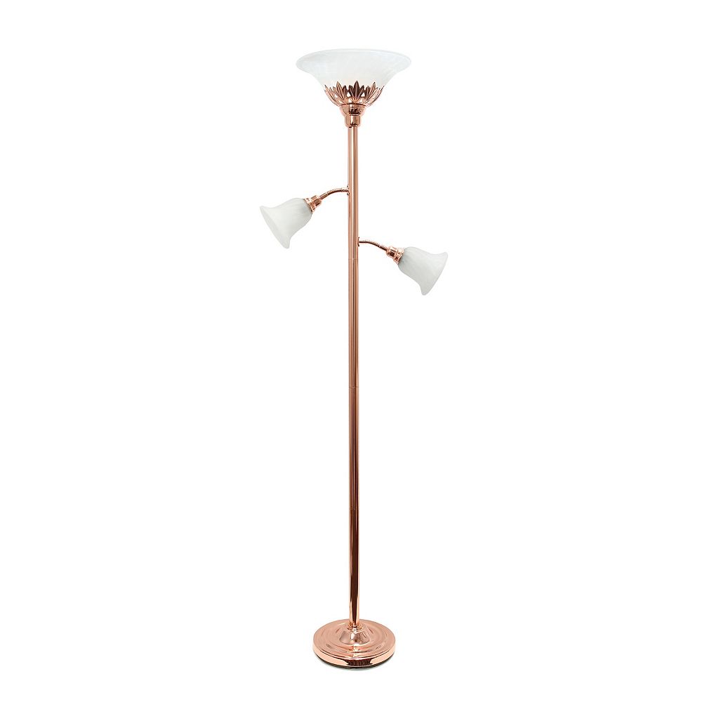 71 Inch Rose Gold 3 Light Floor Lamp, 3 Bulb Floor Lamp Gold