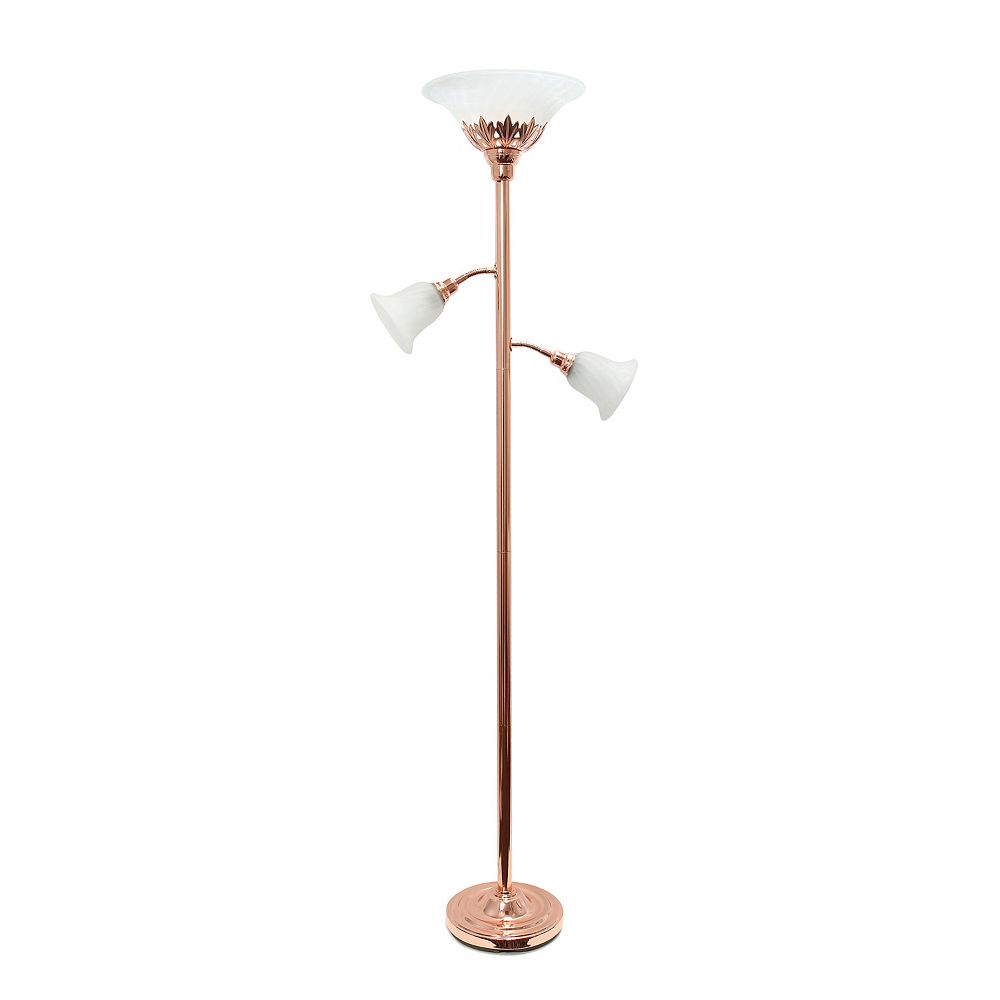 Elegant Designs 71 Inch Rose Gold 3 Light Floor Lamp With Scalloped Glass Shades The Home Depot Canada 71 Inch Rose Gold 3 Light Floor Lamp, 3 Bulb Floor Lamp Gold