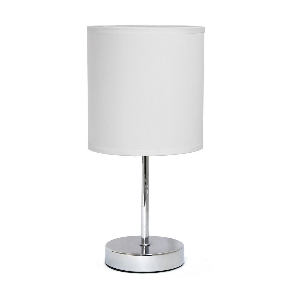 Simple Designs 11 Inch Chrome Mini Basic Table Lamp With White Fabric Shade The Home Depot Canada 11 Inch Chrome Mini Basic Table Lamp, Mini Lamp Shades For Chandeliers Canada