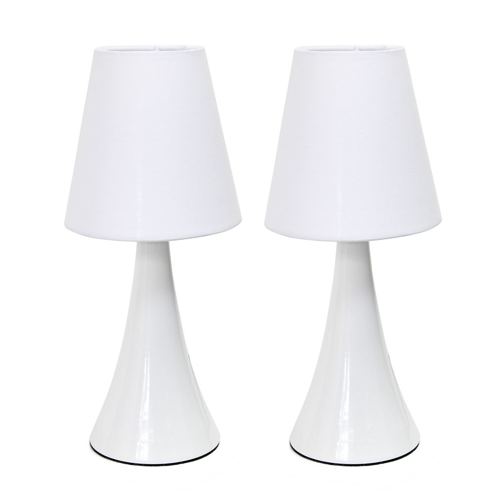 Simple Designs 11.42 in.2 Pack Mini Touch Table Lamp Set with Fabric