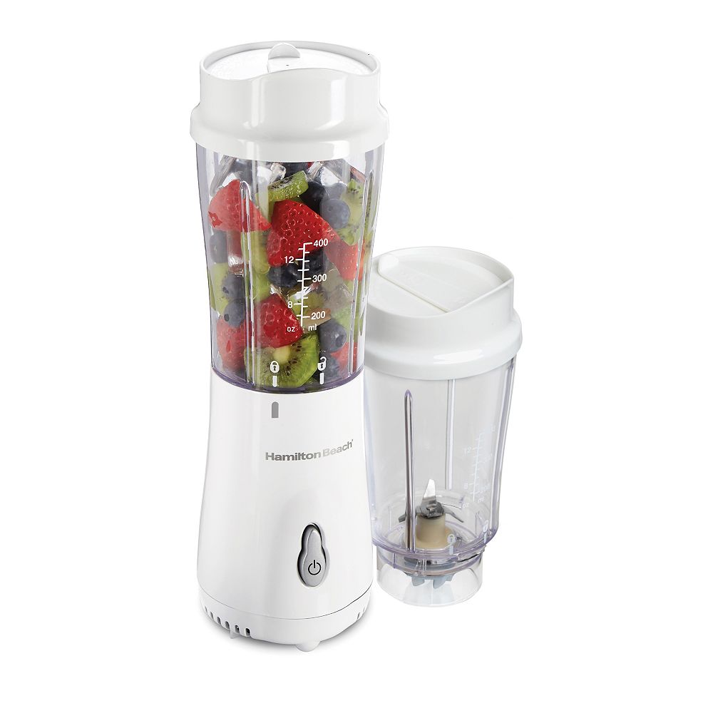 Hamilton Beach Smoothie Blender with 2 Travel Jars and 2 Lids, White