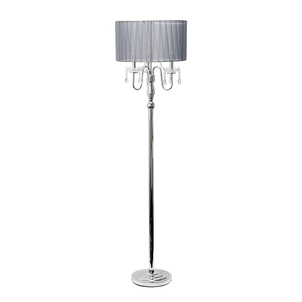 Elegant Designs 61 5 Inch Chrome Floor, Floor Lamp With Crystal Drops
