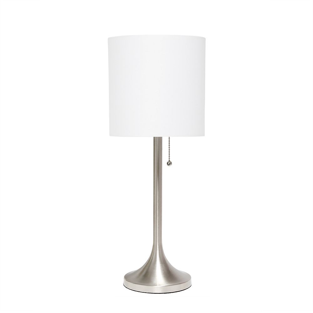Simple Designs 21inch Brushed Nickel + White Table Lamp The Home