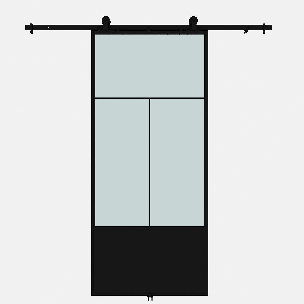 Colonial Elegance Nation Frosted Glass Metal Barn Door With Installation Hardware Kit The Home Depot Canada