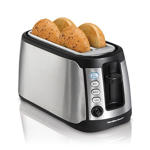 Keep Warm 4 Slice Long Slot Toaster, Extra Long and Extra Wide Slots, Stainless Steel 24810C