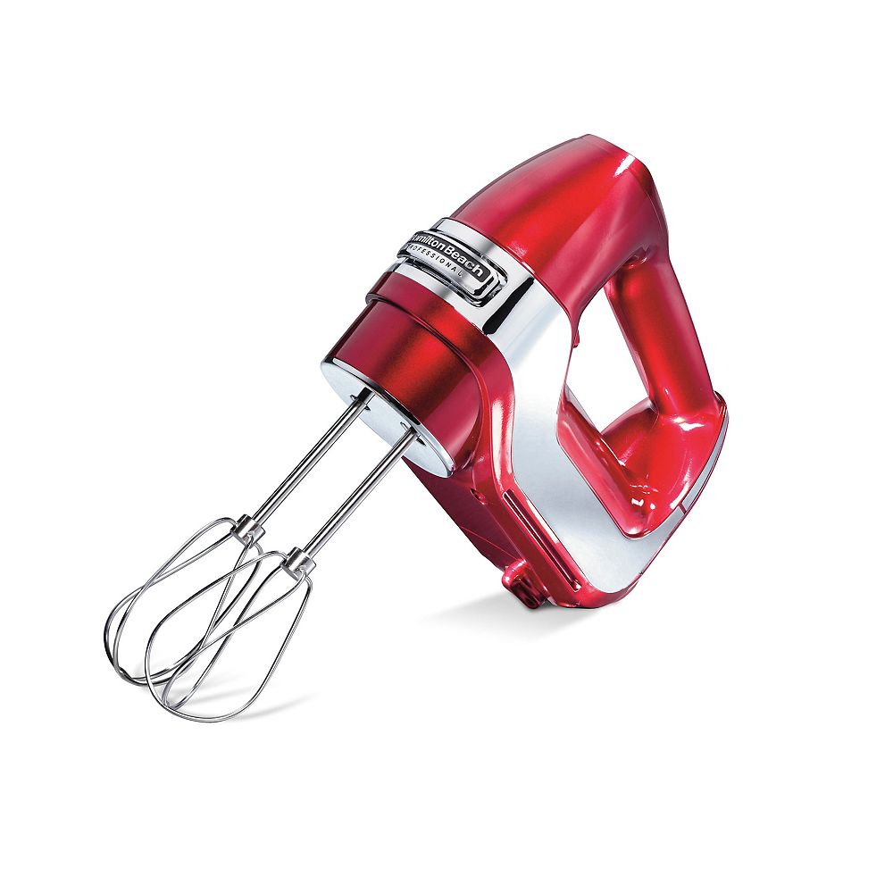 HAMILTON BEACH PROFESSIONAL 5Speed Hand Mixer, Red and Chrome, with