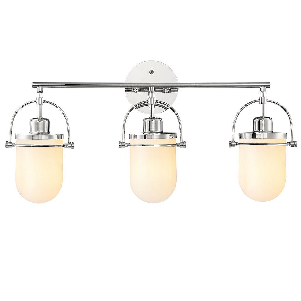 Glucksteinelements Lowell 3 Light Bathroom Vanity Light Fixture With Polished Nickel Finis The Home Depot Canada