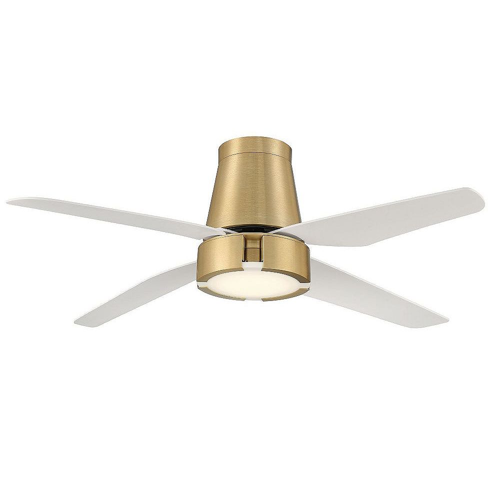 Glucksteinelements Hugh 52 Inch Indoor Ceiling Fan With Led Light In Brushed Brass With Re The Home Depot Canada