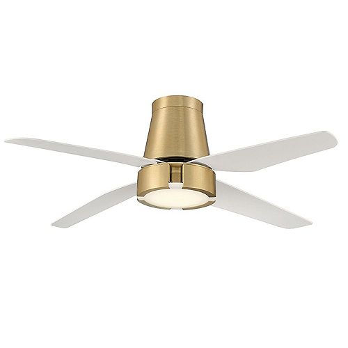 Hugh 52-inch Indoor Ceiling Fan with LED Light in Brushed Brass with Remote Control