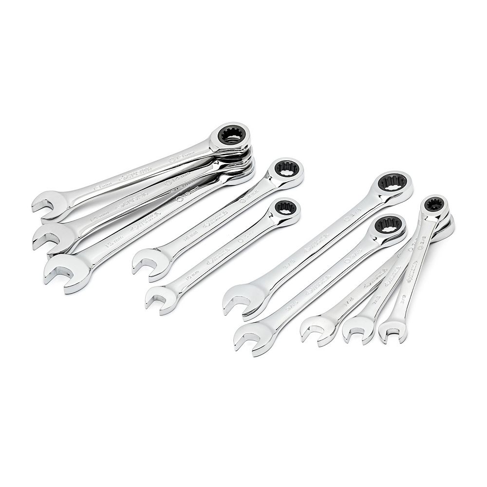 HUSKY Ratcheting Combination Wrench Set, SAE/MM (10Piece) The Home