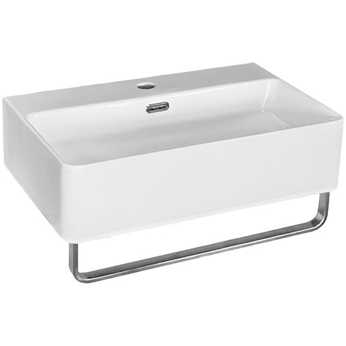 Wall Mounted Bathroom Sink in White with Single Faucet Hole