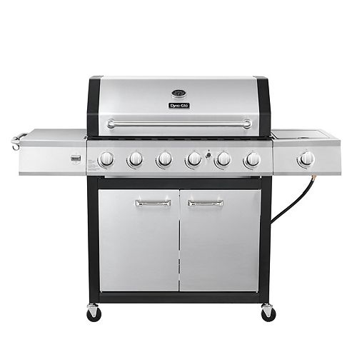 6-Burner 11,000 BTU Propane BBQ with Side Burner in Stainless Steel