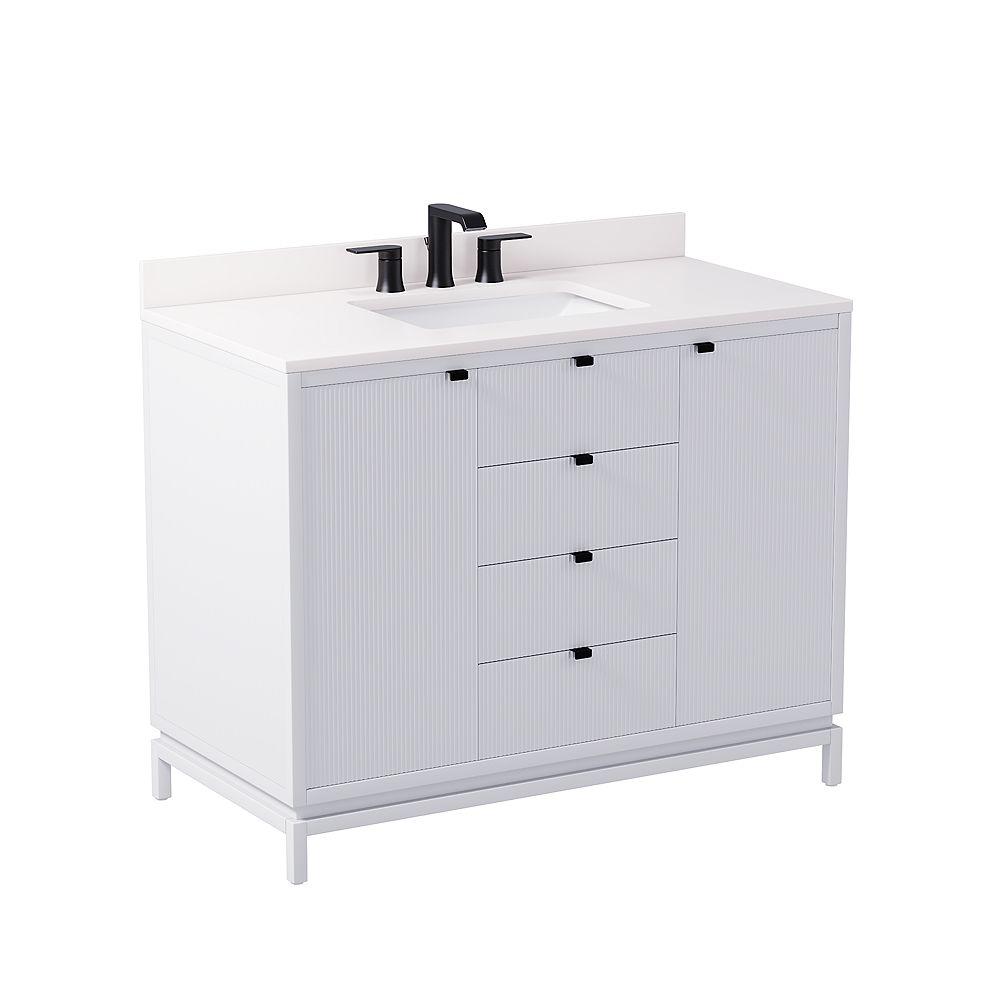 Glucksteinelements Beaumont 42 Inch W X 21 Inch D Freestanding Bath Vanity In White With W The Home Depot Canada Glucksteinelements Beaumont 42 Inch W X 21 Inch D Freestanding Bath Vanity In White With W The Home Depot Canada
