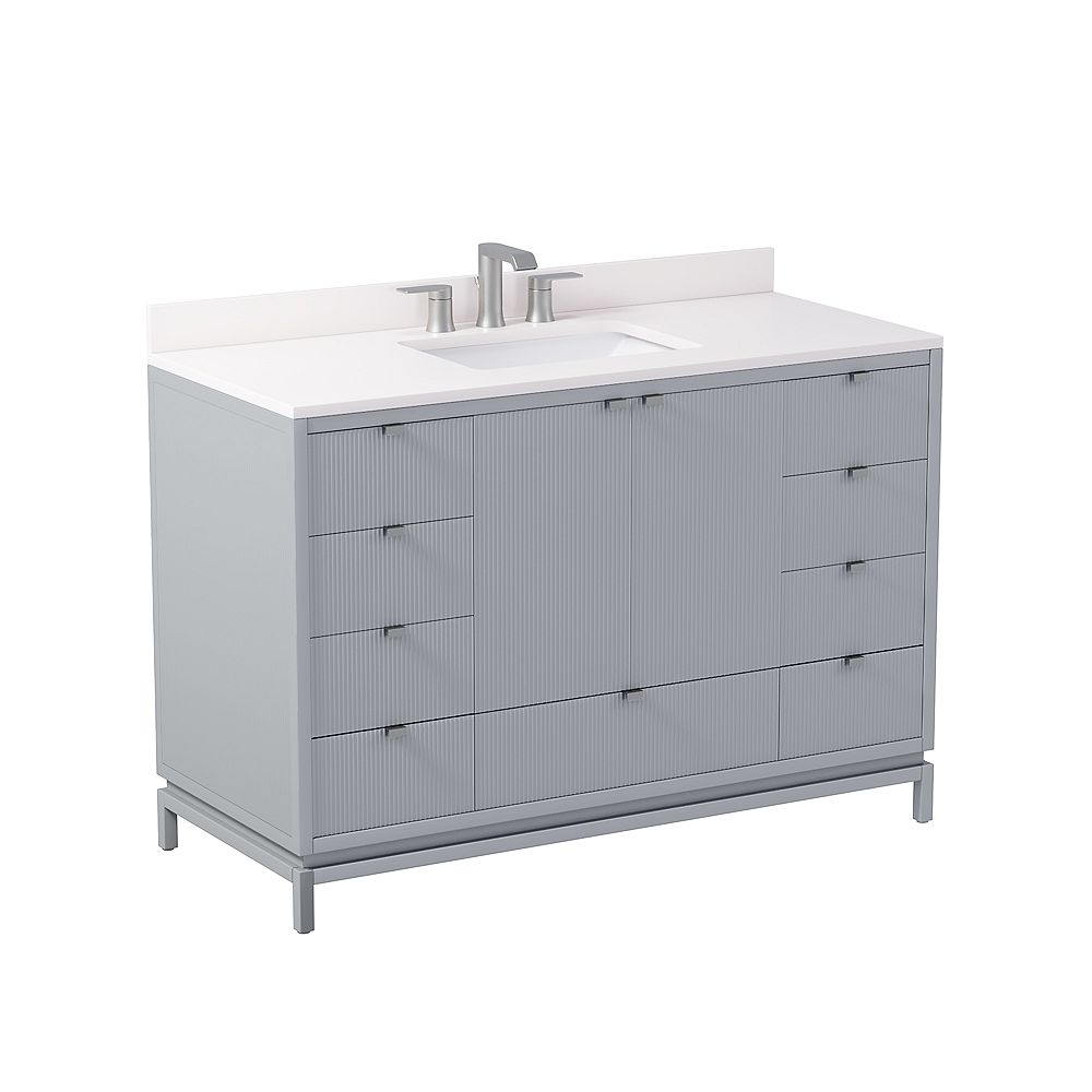 Glucksteinelements Beaumont 48 Inch W X 21 D Freestanding Bath Vanity In Grey With The Home Depot Canada Glucksteinelements Beaumont 48 Inch W X, 48 Inch Bathroom Vanity Light Fixture Home Depot