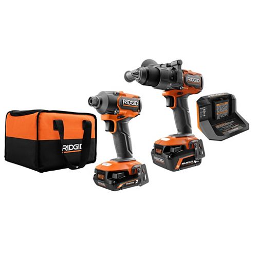 18V Lithium-Ion Brushless Cordless 1/2-inch Hammer Drill and Impact Driver Kit with 2.0 Ah Max Output and 4.0 Ah Max Output Batteries and Charger