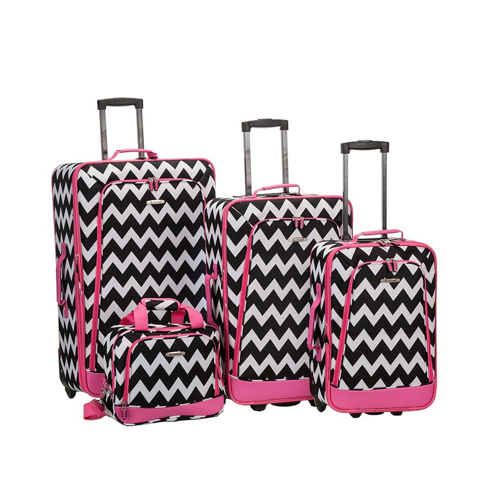 Rockland Deluxe Softside Luggage Set, Pinkchevron The Home Depot Canada