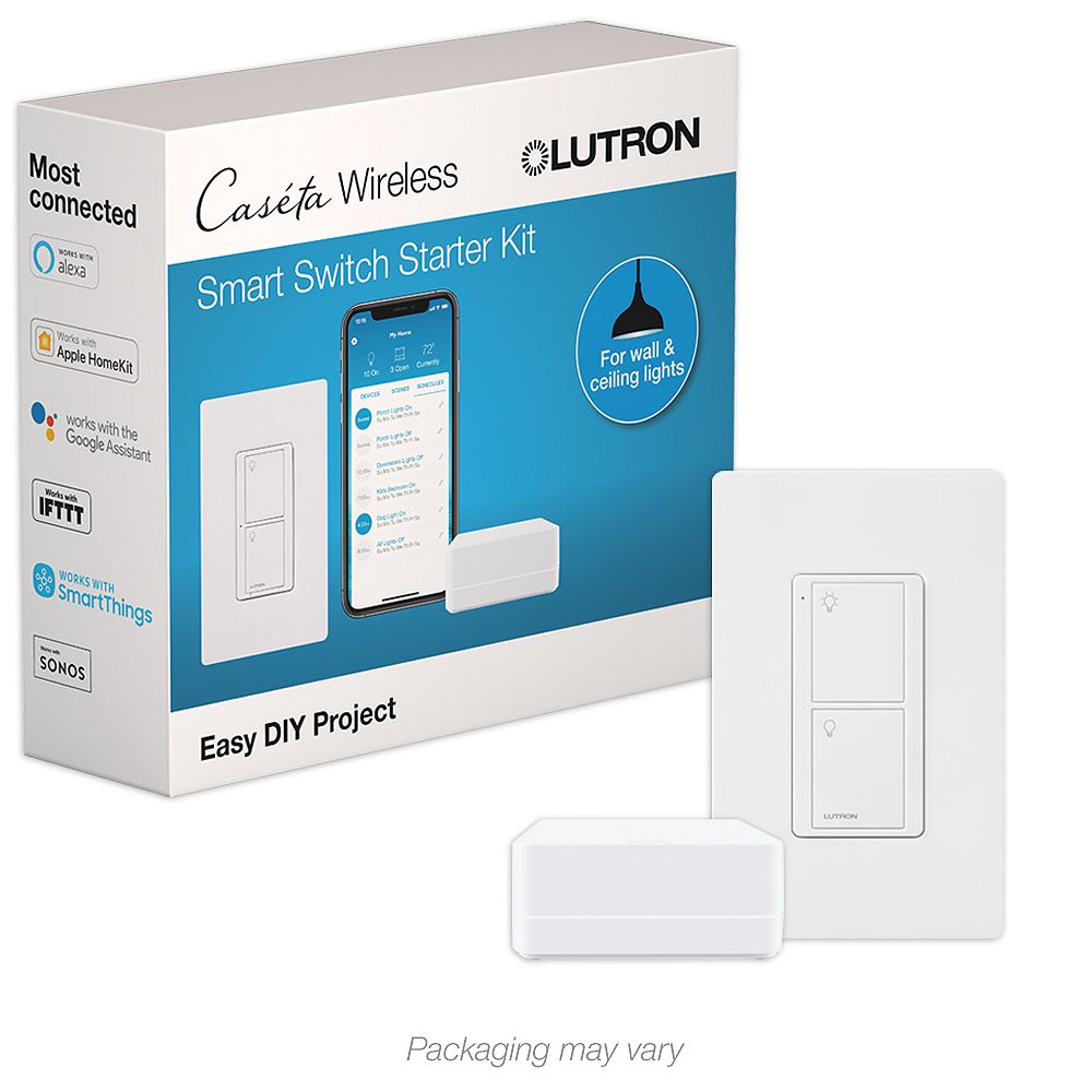 Lutron Caseta Smart Switch Kit with Remote-3-Way Voice, Wireless Pico ...