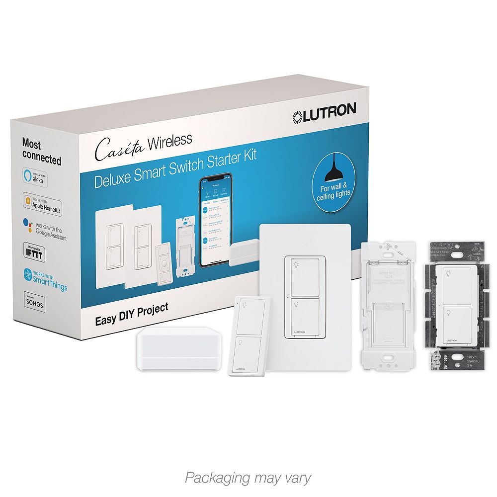 Lutron Caseta Smart Switch Kit with Remote-3-Way Voice, Wireless Pico ...