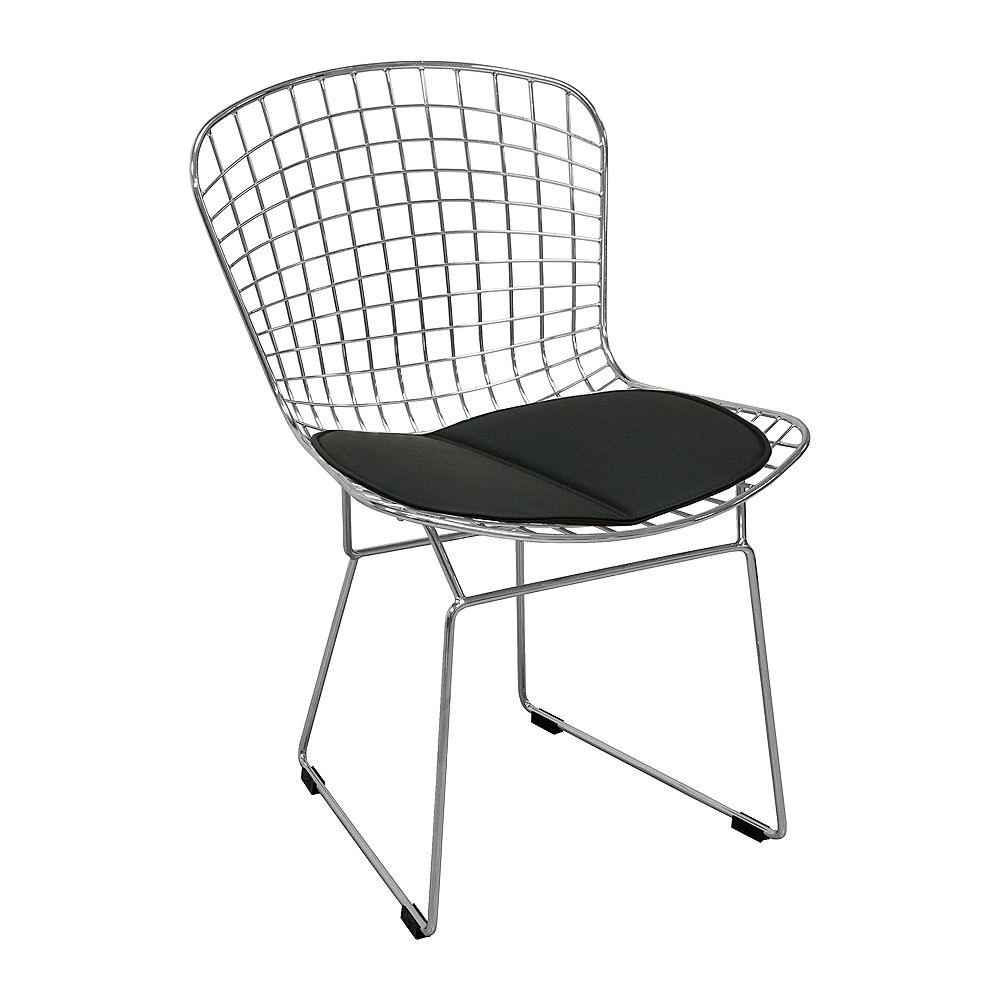 Mod Made Chrome Wire Chair 2Pack Black Seat Pad The Home Depot Canada