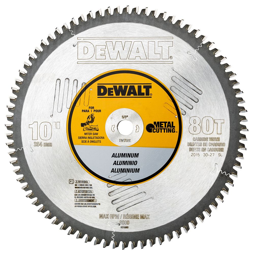 Dewalt 10 Inch 80t Aluminum Cutting Blade 58 Inch Arbor Dw7665 The