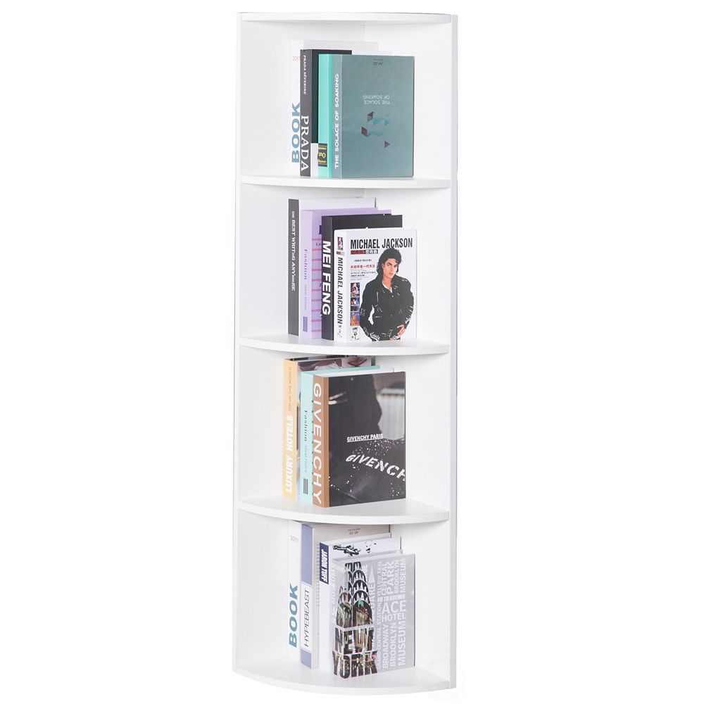 Basicwise Wall Corner 4 Tier Shelves, Wall Shelf Bookcase White